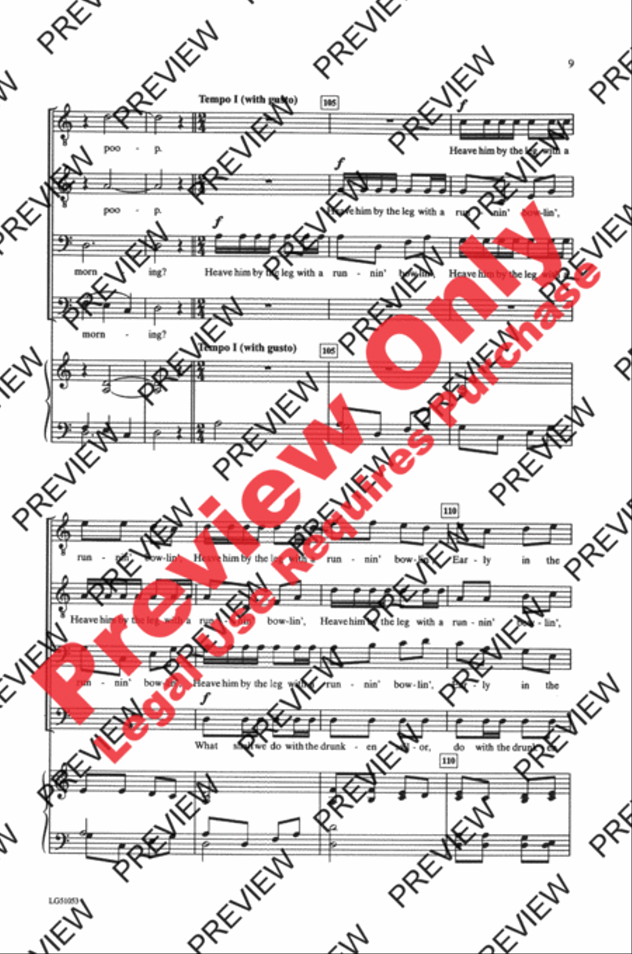 What Shall We Do with the Drunken Sailor TTBB scores gallery preview page 9