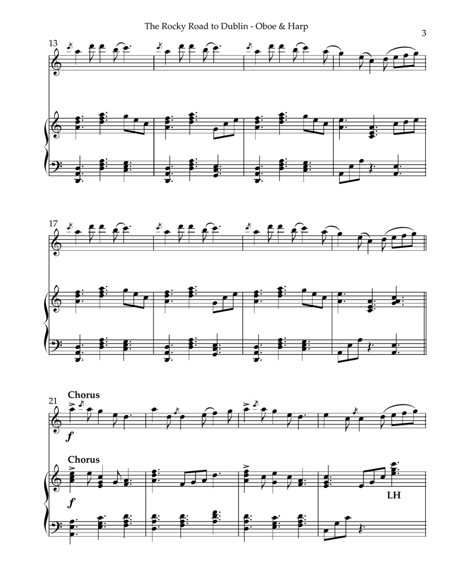 The Rocky Road to Dublin, Duet for Oboe & Harp Oboe scores gallery preview page 3