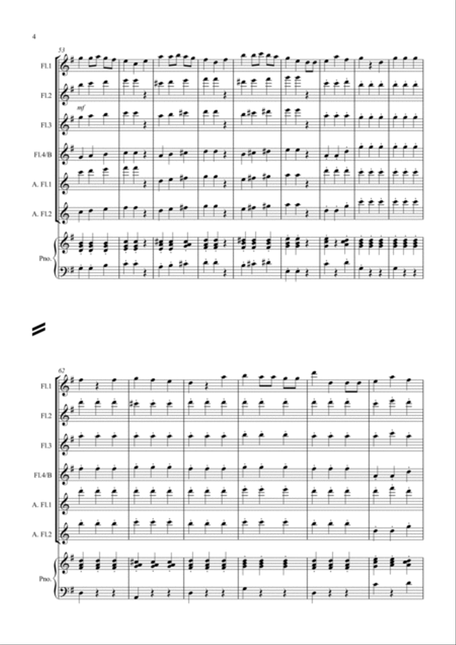 We wish you a Merry christmas for Flute Quartet Flute Quartet scores gallery preview page 4