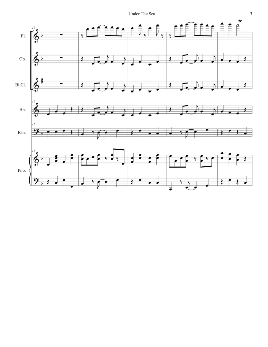 Under The Sea Under The Sea Woodwind Quintet scores gallery preview page 3