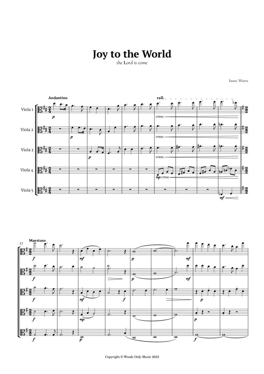 Joy to the World by for Viola Quintet image number null
