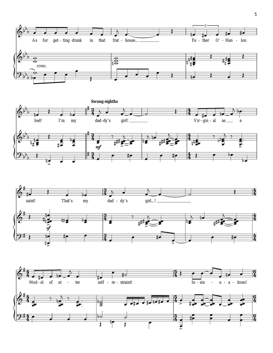 Daddy's Girl Piano, Vocal scores gallery preview page 5