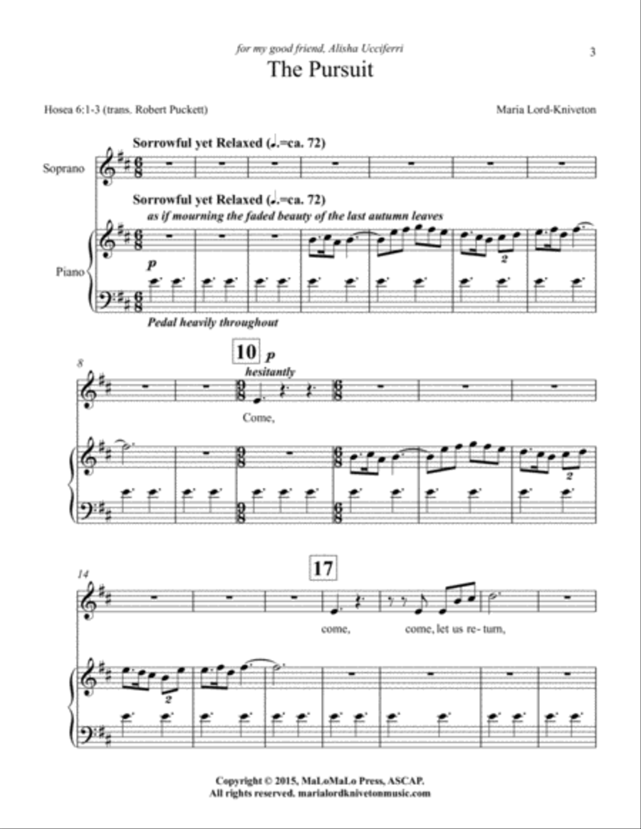 The Pursuit (soprano version) Soprano Voice scores gallery preview page 3