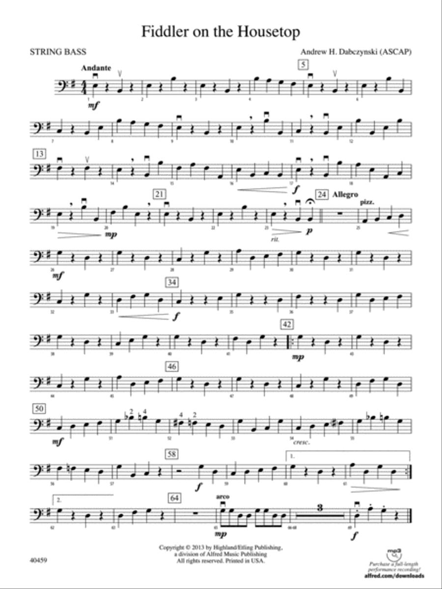 Fiddler on the Housetop: String Bass String Orchestra scores gallery preview page 1