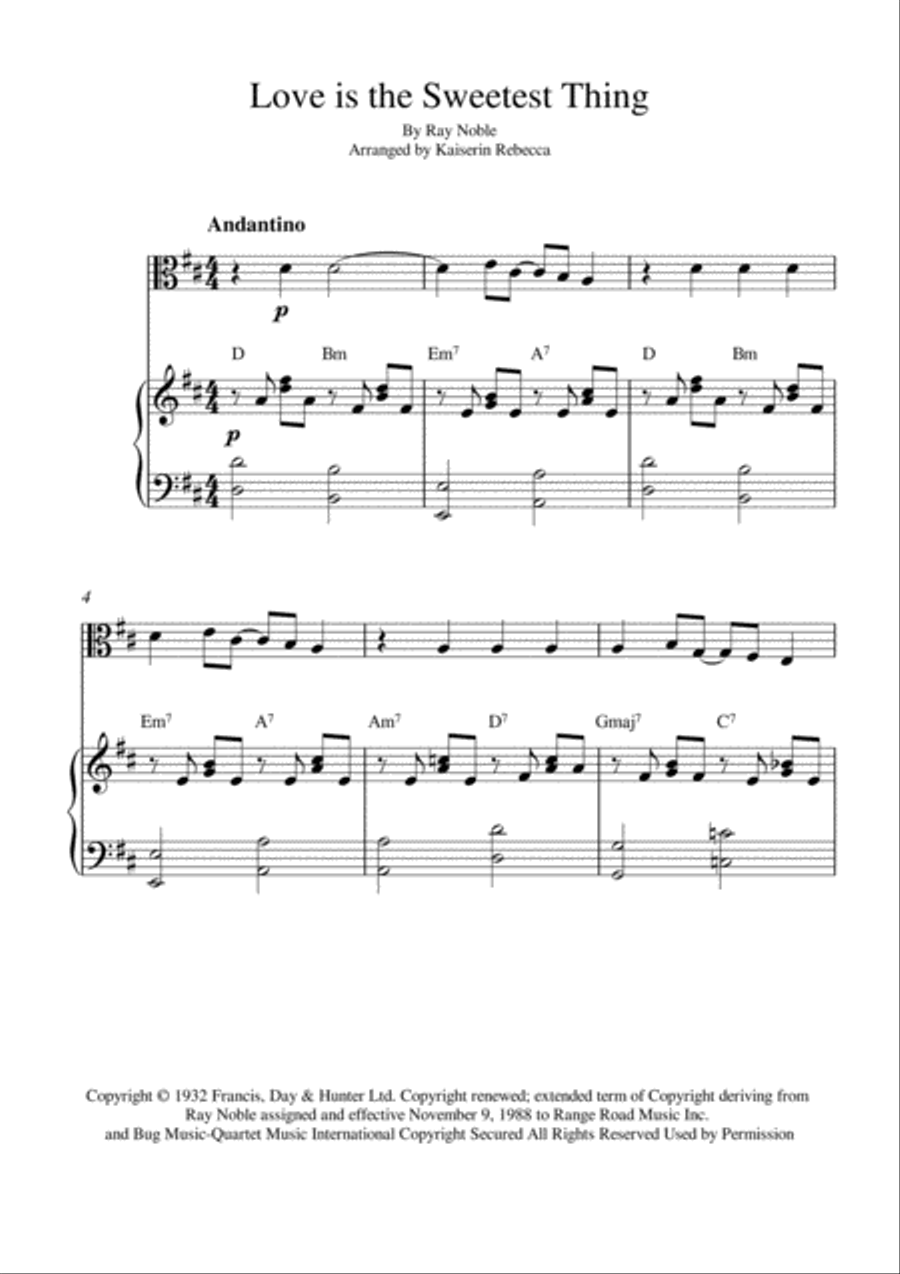 Love Is The Sweetest Thing Viola scores gallery preview page 1