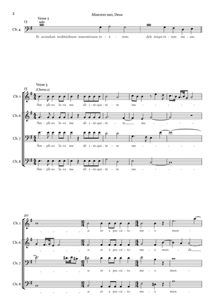 Miserere (Allegri, G.) - arr. for 8 Double Basses (set of parts for Double Basses in D - solo basses image number null