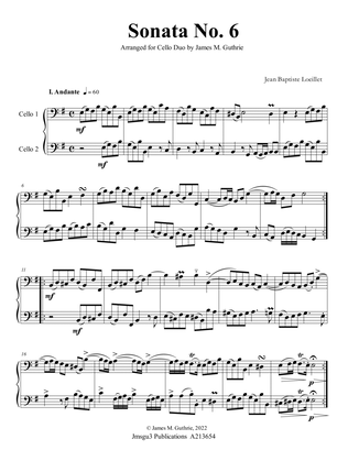 Loeillet: Sonata No. 6 for Cello Duo