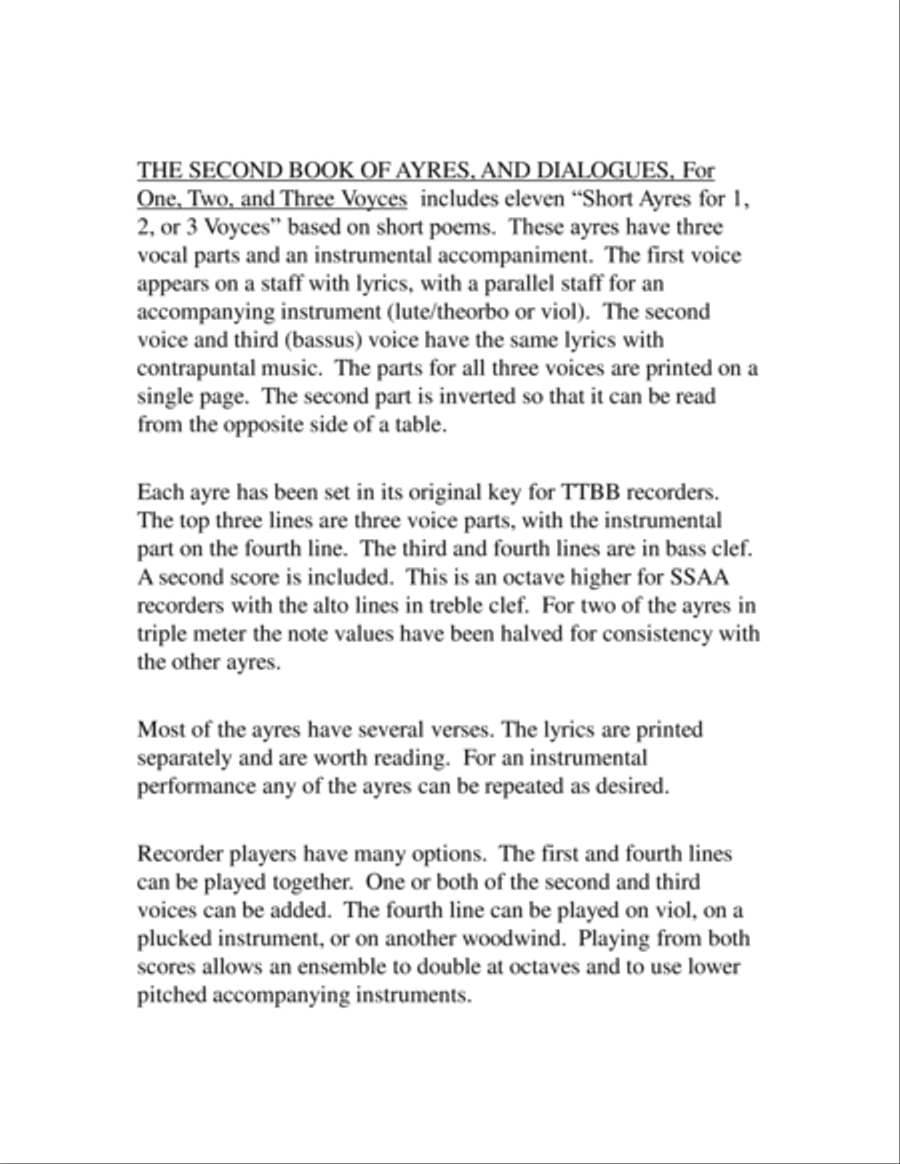 Eleven Ayres for 2, 3, or 4 Recorders - Score Only Recorder scores gallery preview page 3