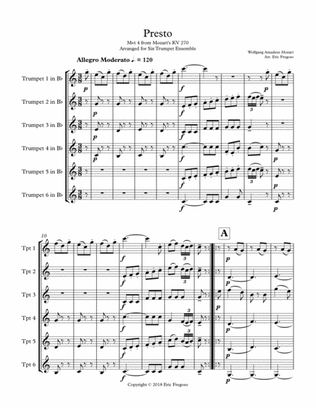 Mozart's Presto for Trumpet Sextet