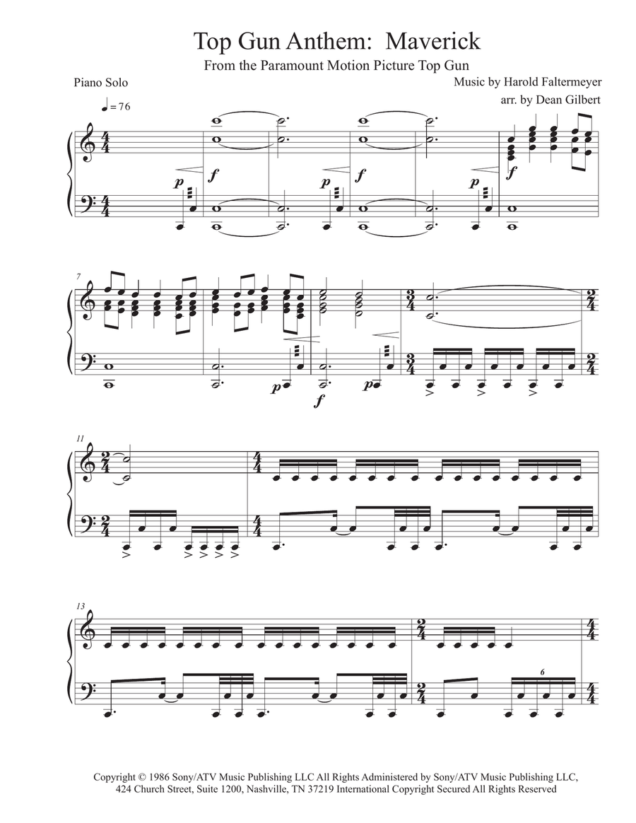 Top Gun: Maverick Anthem for piano solo Sheet music for Piano (Solo)