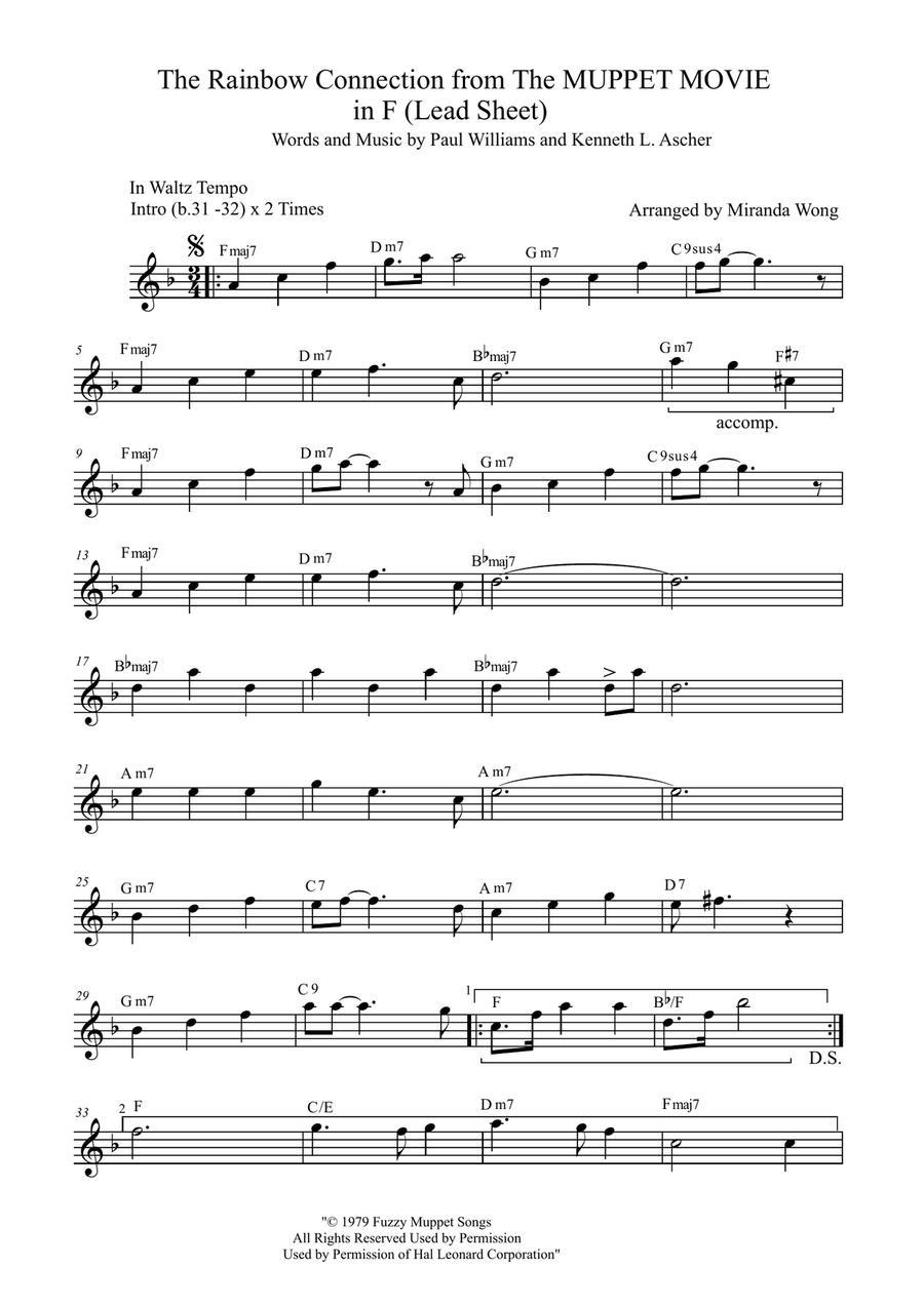 The Rainbow Connection Large Ensemble scores gallery preview page 1