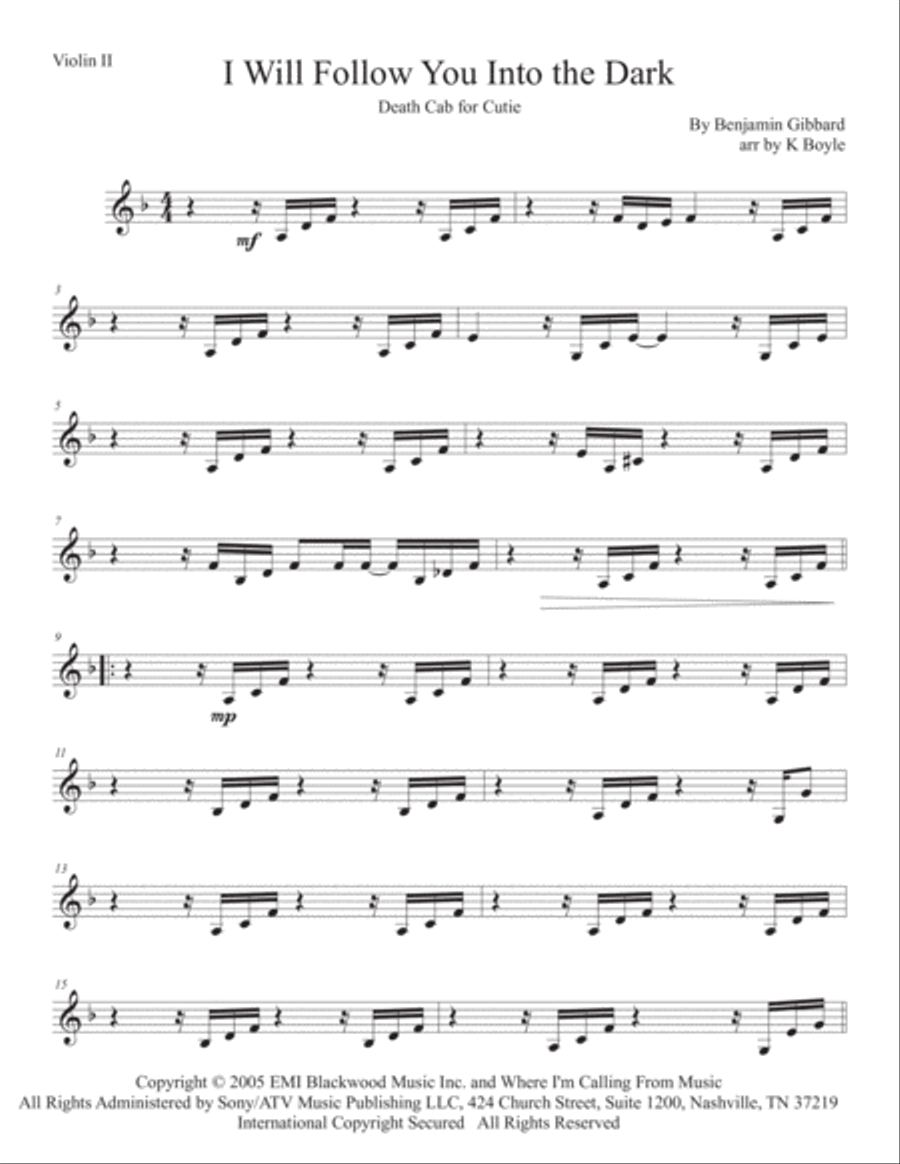 I Will Follow You Into The Dark String Quartet scores gallery preview page 5