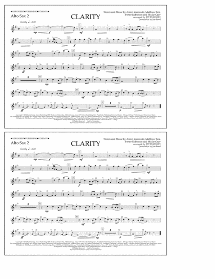 Clarity - Alto Sax 2 Clarity - Alto Sax 2 Marching Band scores gallery preview page 1