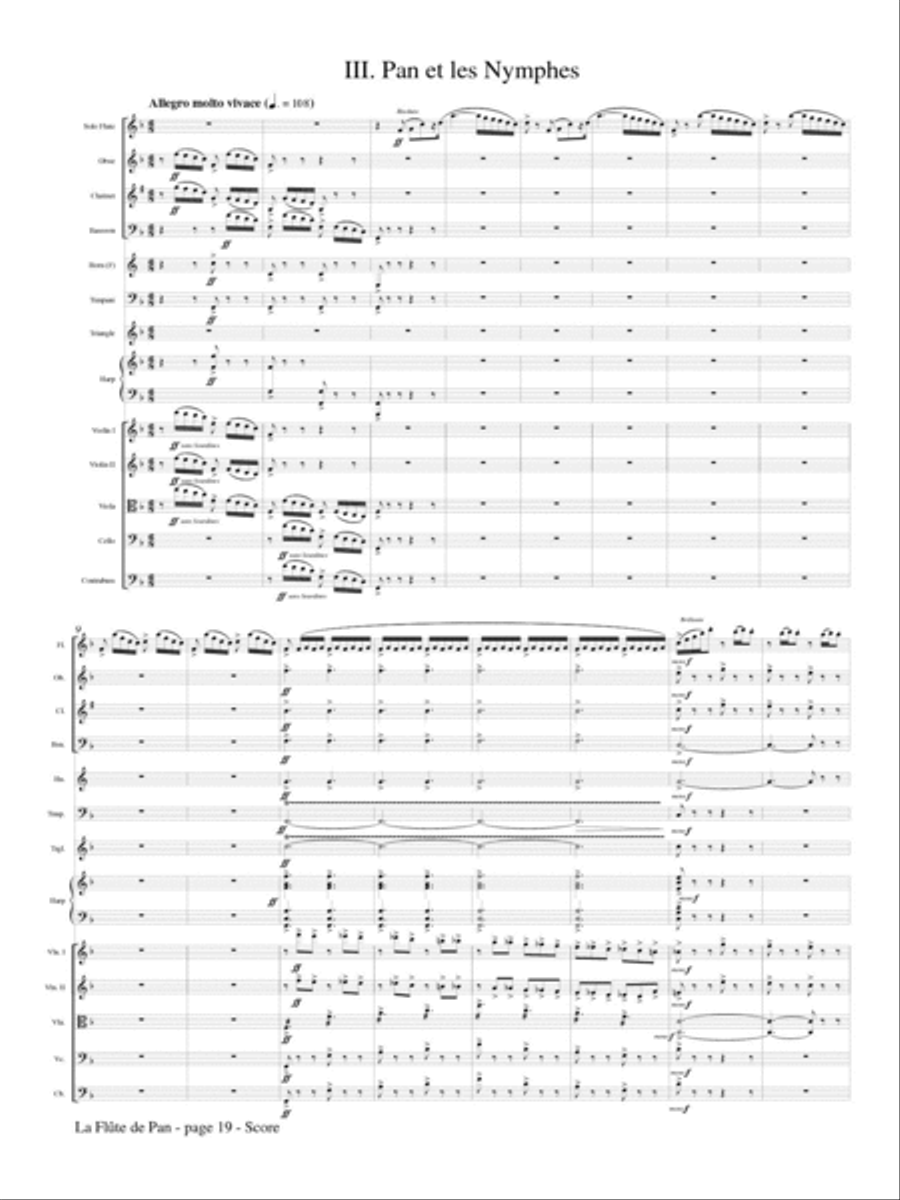 La Flute de Pan for Flute and Orchestra Orchestra scores gallery preview page 4