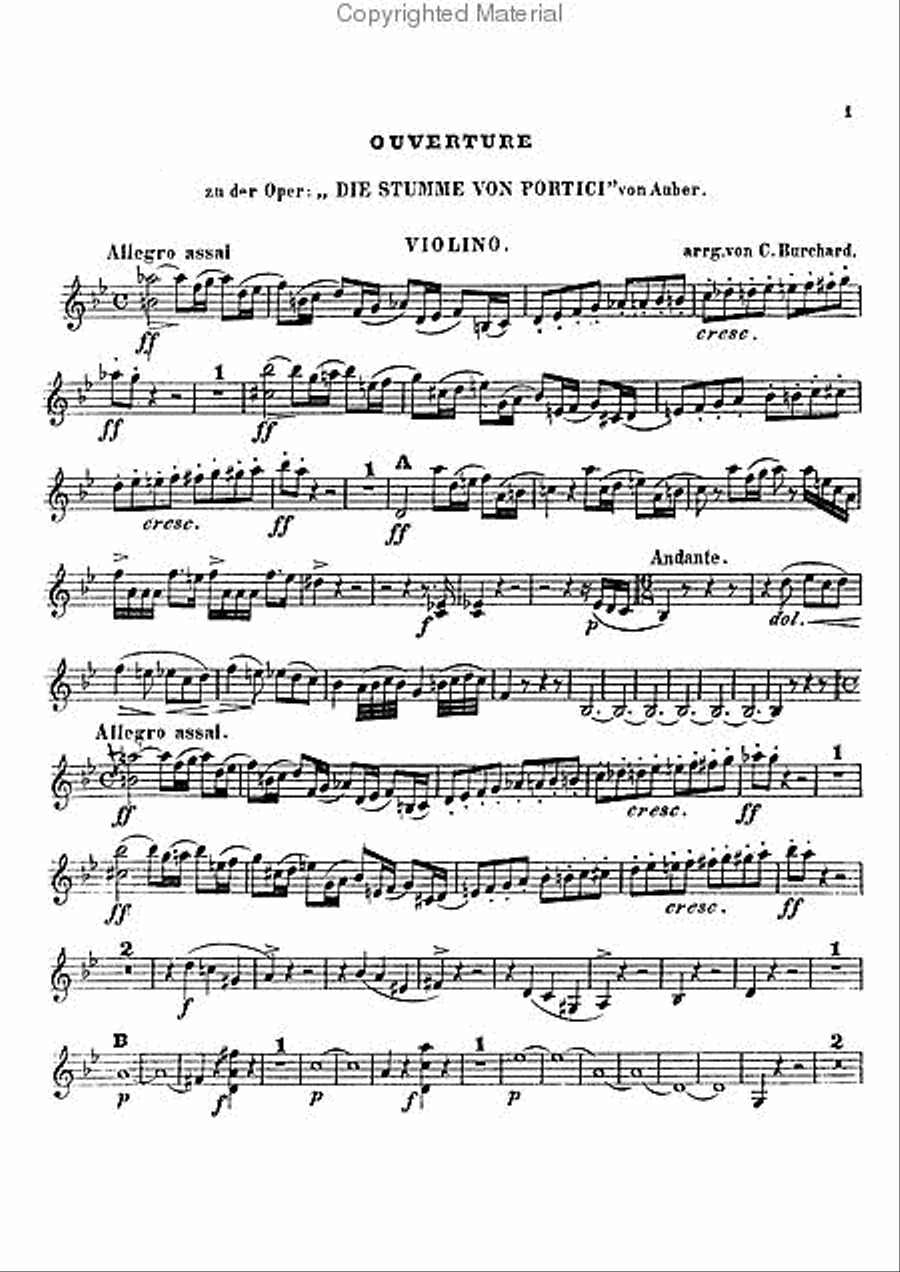 Overture to Auber's Die Stumme von Portici Violin scores gallery preview page 4