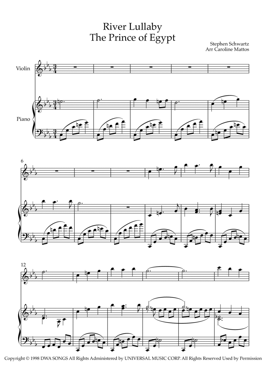 River Lullaby Violin Solo scores gallery preview page 1