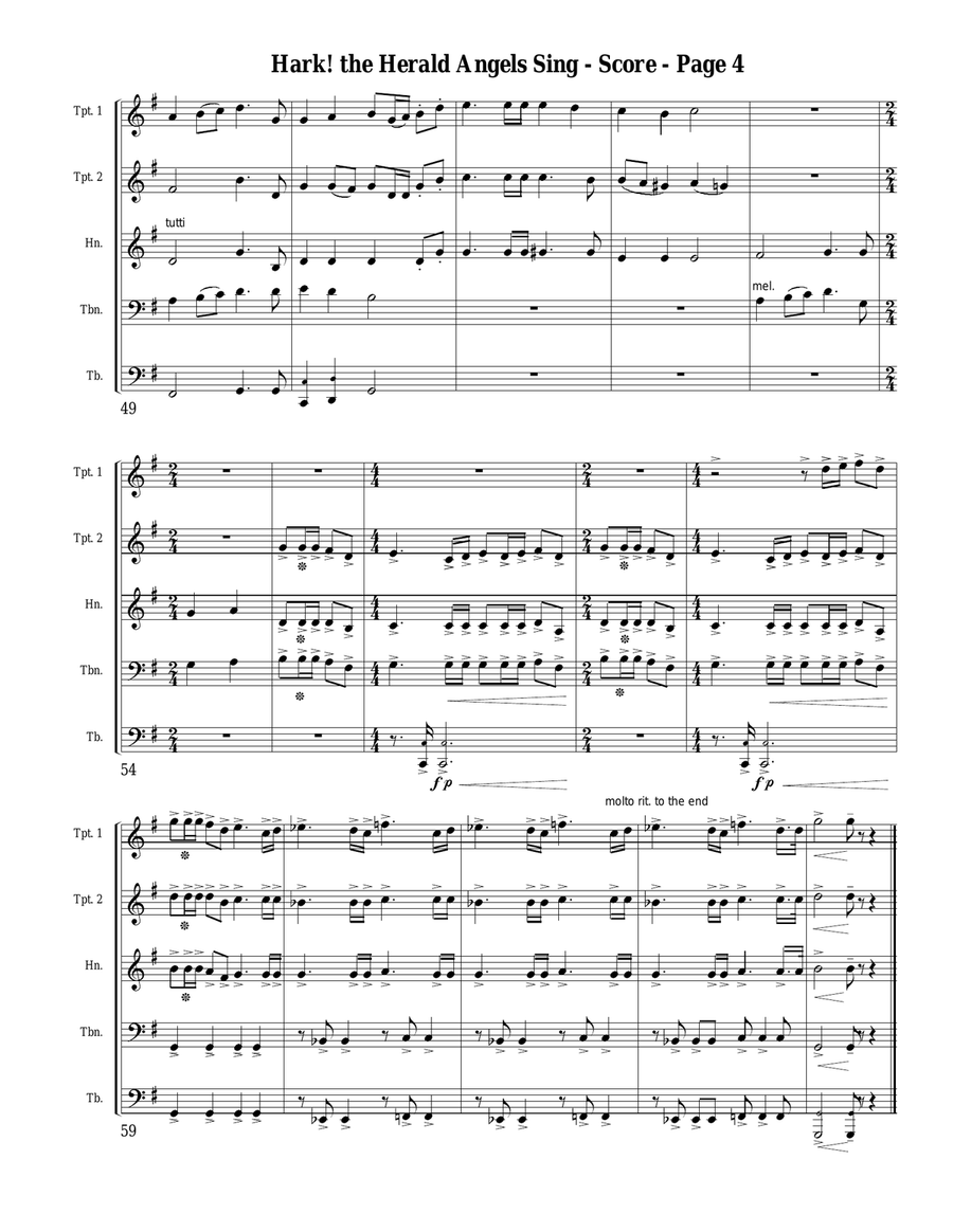 Hark the Herald Angels Sing for Brass Quintet Brass Quintet scores gallery preview page 4