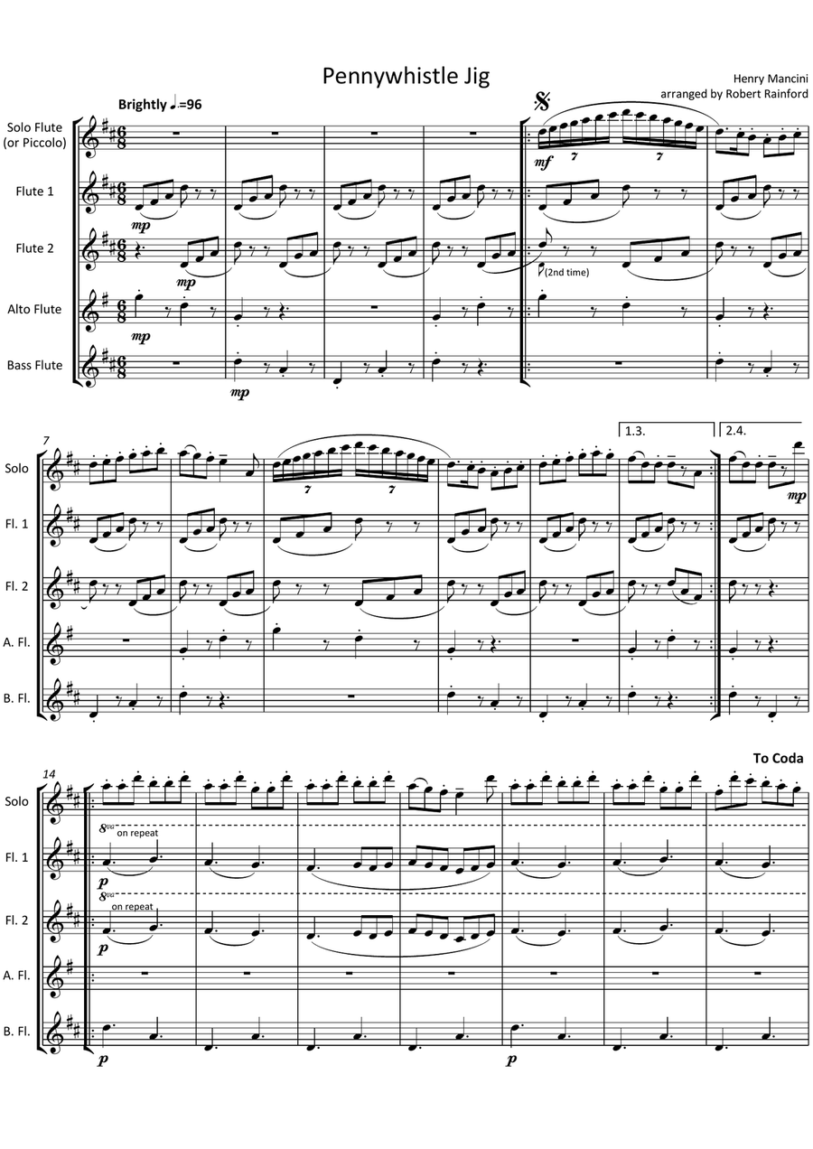 Pennywhistle Jig from the film THE MOLLY MAGUIRES Flute Solo scores gallery preview page 2