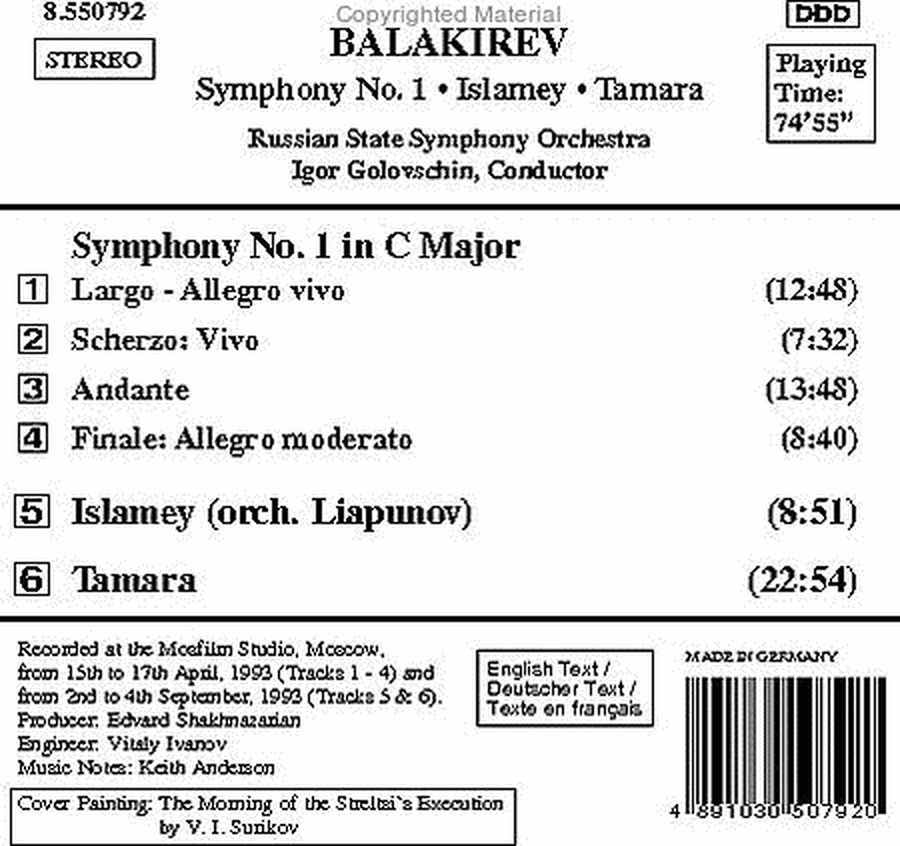 Symphony No. 1 / Islamey image number null
