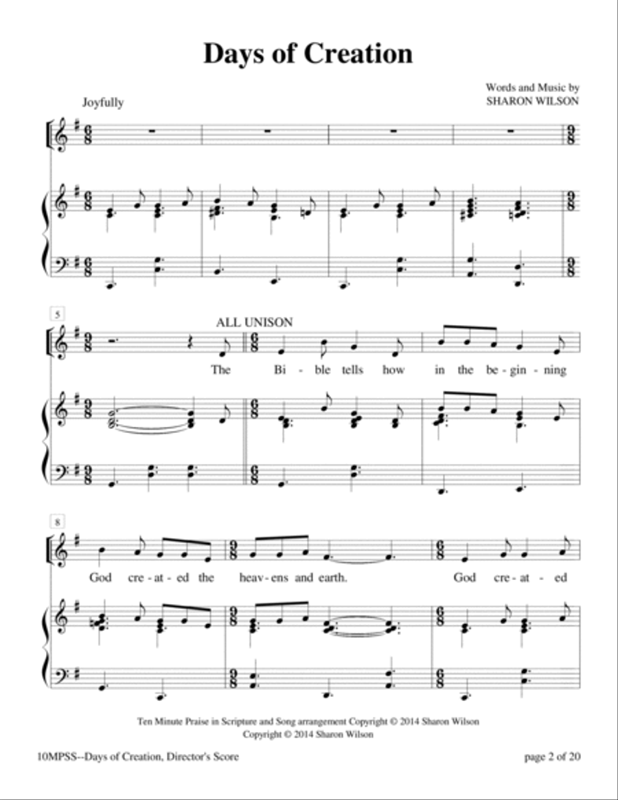 Ten Minute Praise in Scripture and Song--Days of Creation (Children's Program) Choir scores gallery preview page 6