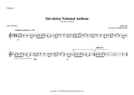 Slovakian National Anthem for String Orchestra (MFAO World National Anthem Series) image number null