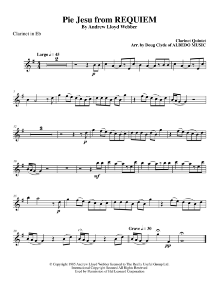 Pie Jesu from REQUIEM for Clarinet Quintet image number null