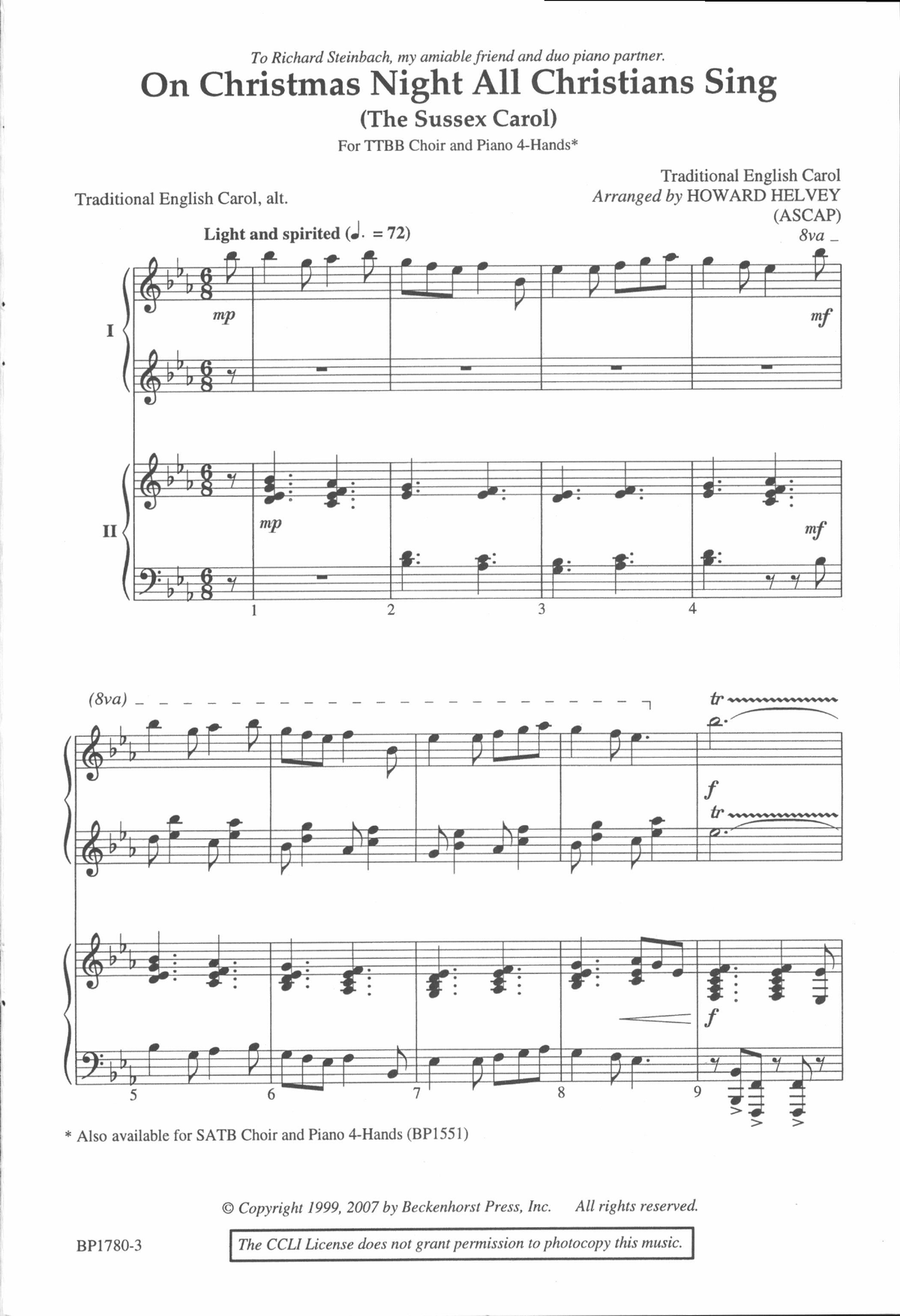 On Christmas Night All Christians Sing (TTBB) TTBB scores gallery preview page 2