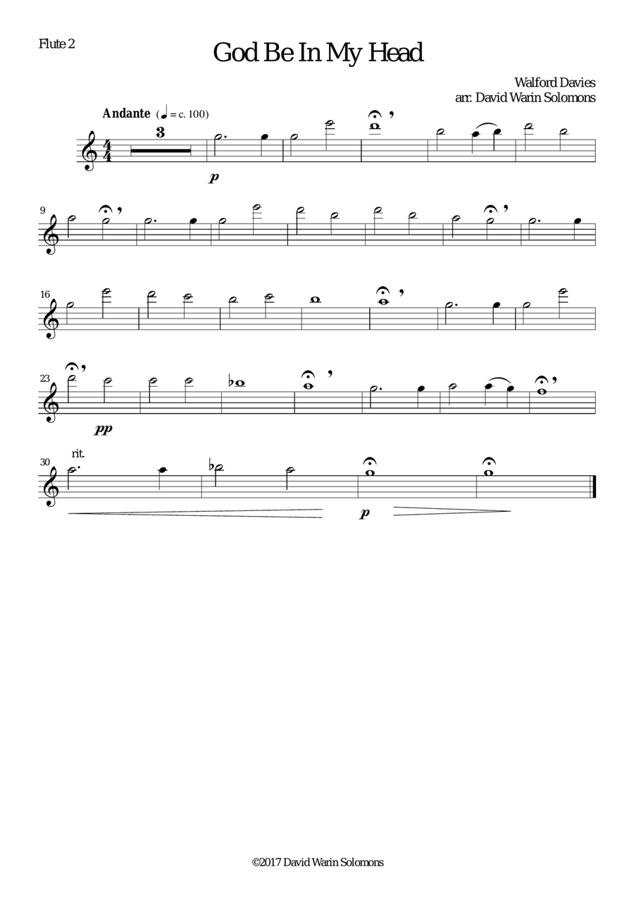 God be in my head for flute sextet (4 flutes, 2 alto flutes) Woodwind Quartet scores gallery preview page 5