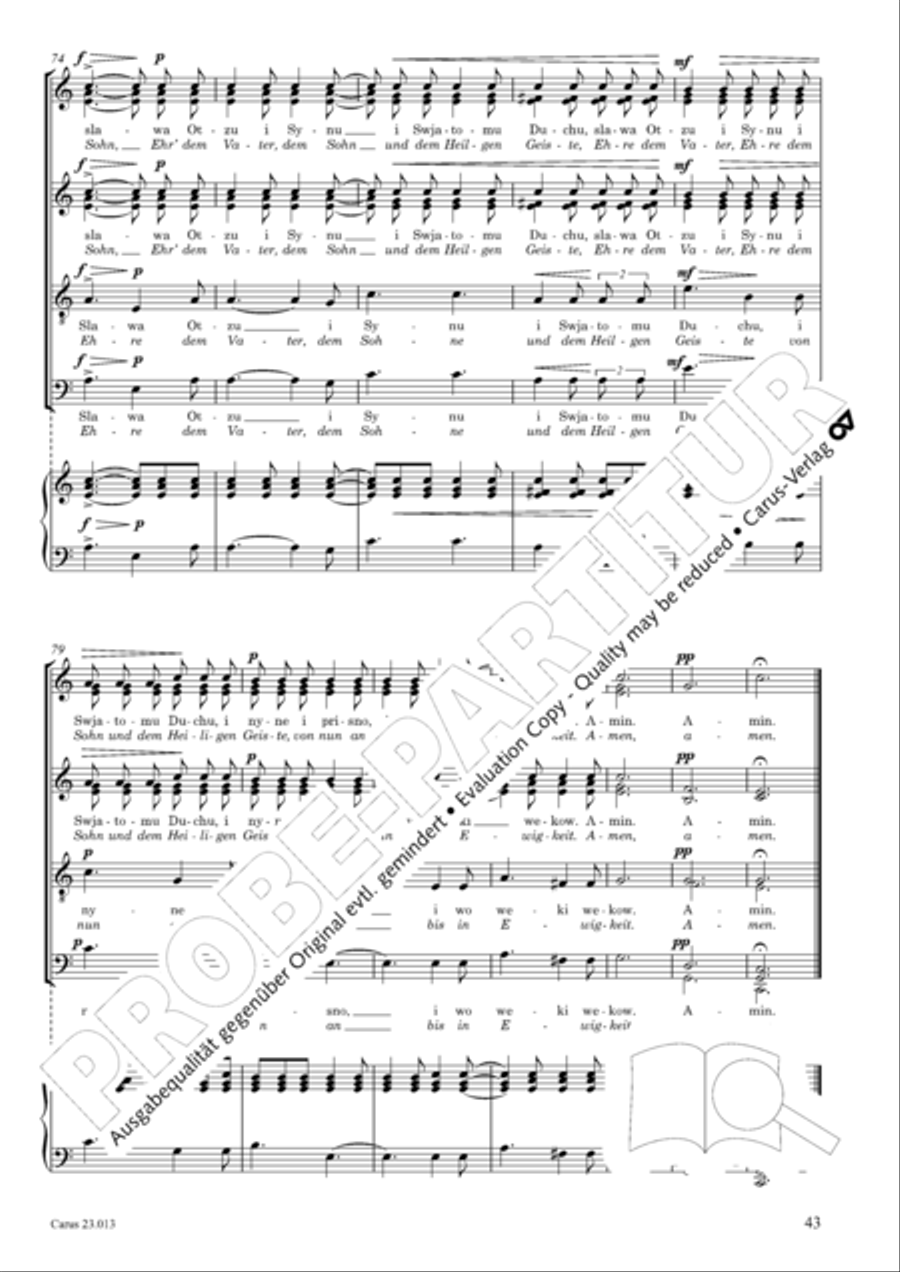 Liturgy of St. John Chrysostom op. 31 for mixed choir a cappella (Chrysostomos-Liturgie op. 31 fur Chor a cappella mit singbarem deutschem Text)