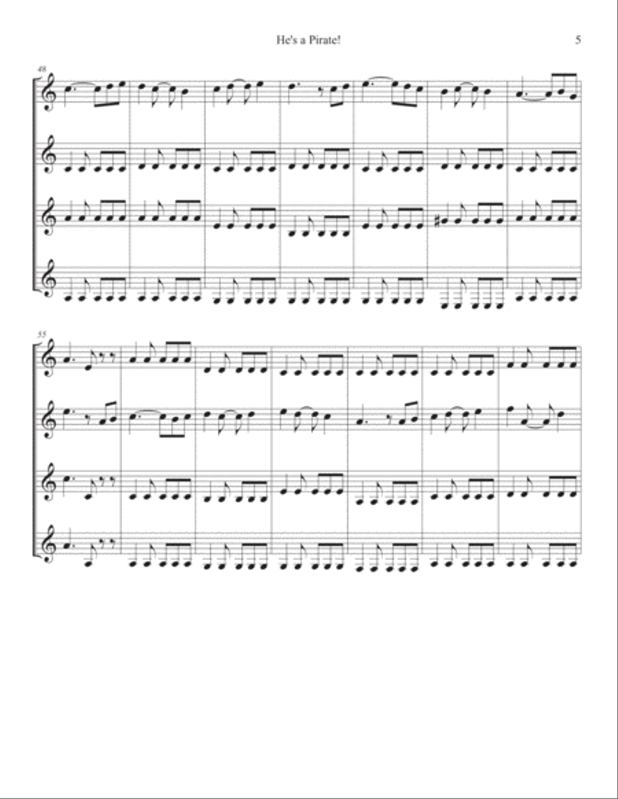 He's A Pirate He's A Pirate Woodwind Quartet scores gallery preview page 5