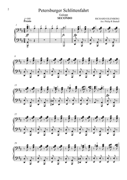 PRB Novelty Piano Series - Petersburger Schlittenfahrt (Eilenberg) [Piano Duet - Four Hands] image number null