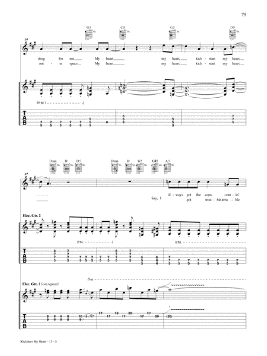 Kickstart My Heart Electric Guitar scores gallery preview page 3