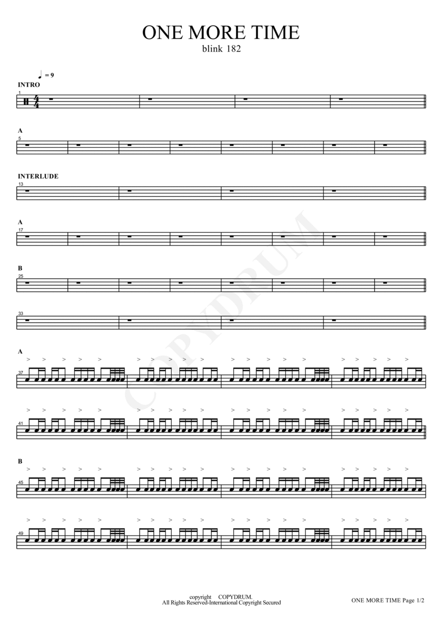One More Time Drum Set scores gallery preview page 1