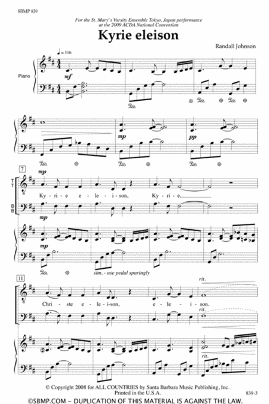 Kyrie eleison - TTBB Octavo TTBB scores gallery preview page 2