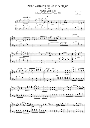 Book cover for Mozart - Piano Concerto No.23 in A major K 488 - Piano version