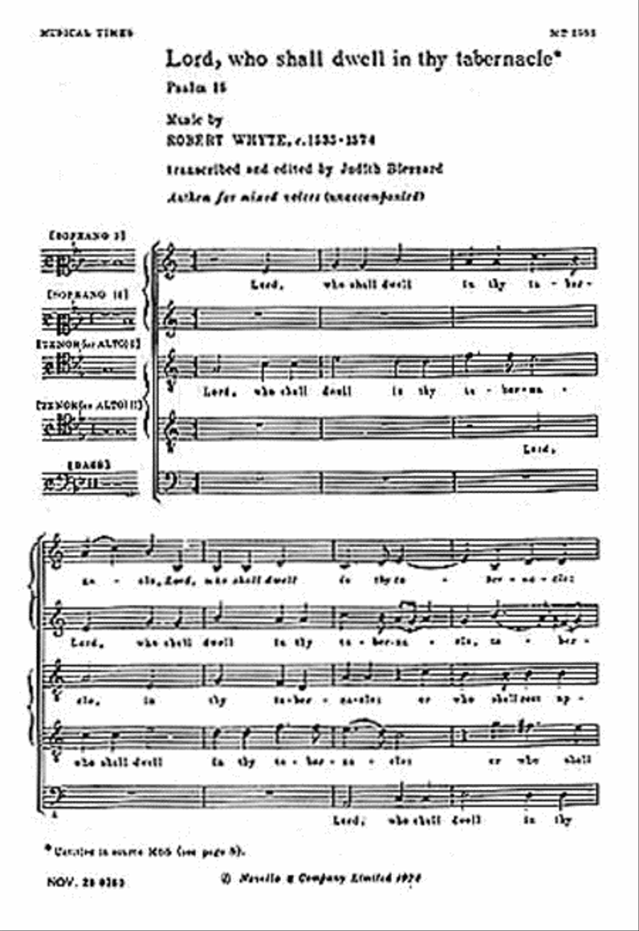 Robert Whyte: Lord, Who Shall Dwell In Thy Tabernacle STB scores gallery preview page 1