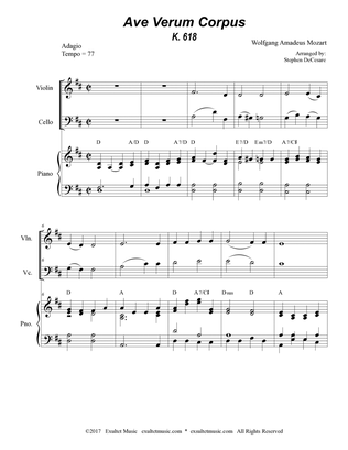 Ave Verum Corpus (Duet for Violin and Cello - Piano Accompaniment)