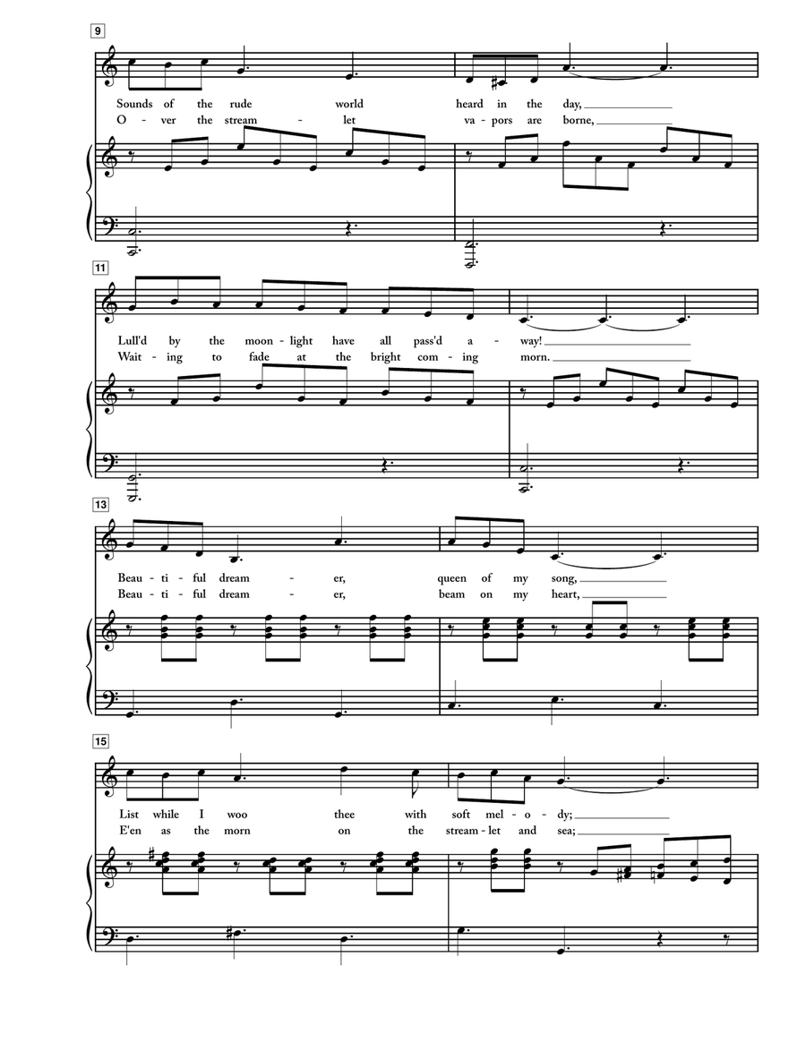 Stephen Foster - Beautiful Dreamer - Low Voice in C Piano, Vocal scores gallery preview page 2