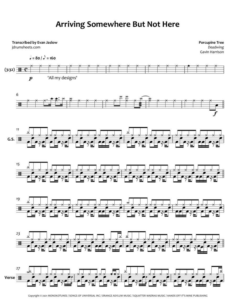 Arriving Somewhere But Not Here Drum Set scores gallery preview page 1