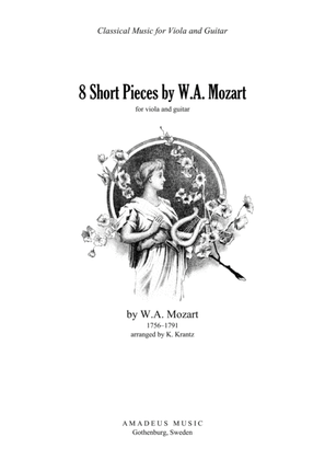 Book cover for 8 short pieces by Mozart for viola and guitar
