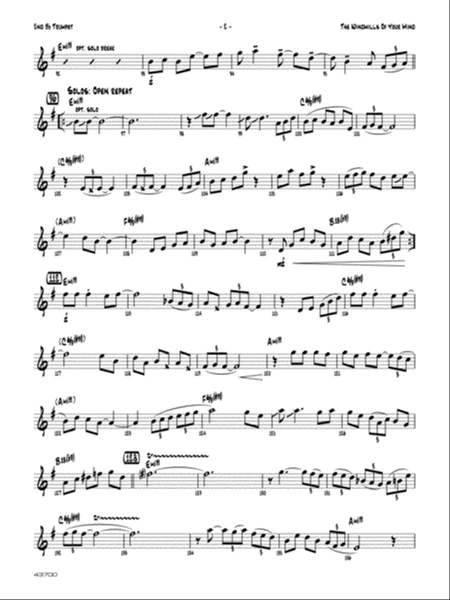 The Windmills of Your Mind: 2nd B-flat Trumpet Jazz Ensemble scores gallery preview page 2