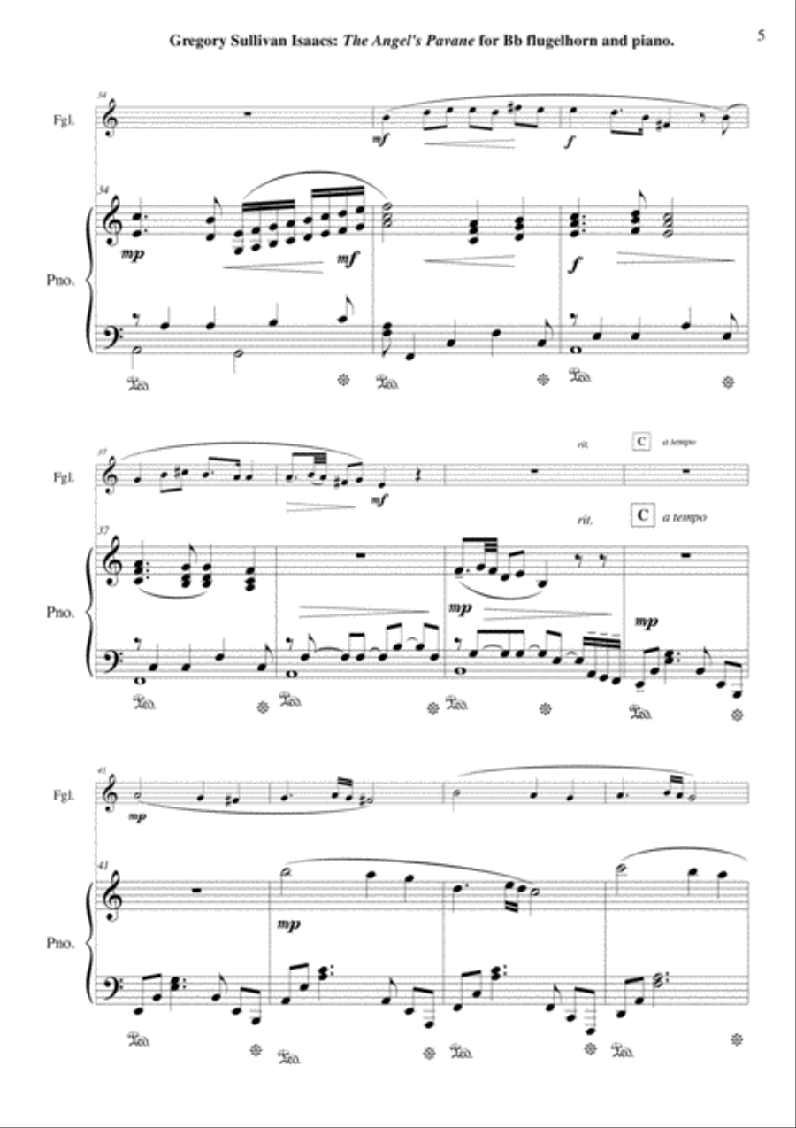 Gregory Sullivan Isaacs: The Angel's Pavanne for Bb flugelhorn (bugle) and piano Flugelhorn scores gallery preview page 5