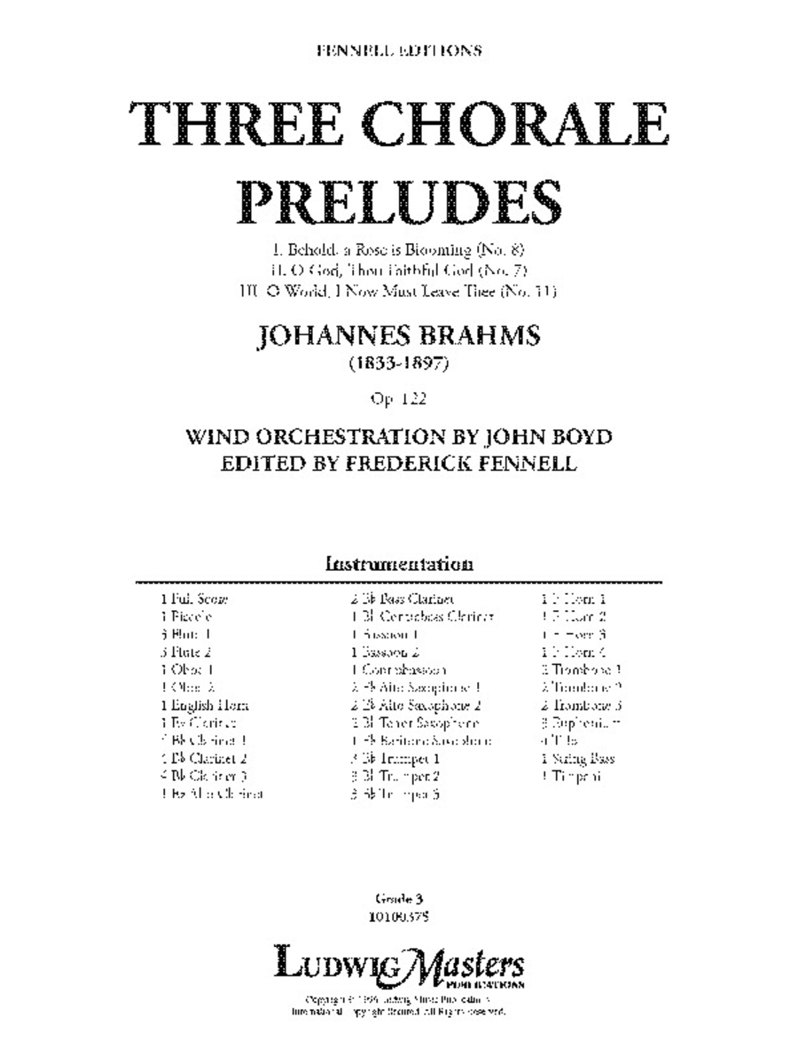 Three Chorale Preludes, Op. 122 Concert Band scores gallery preview page 1