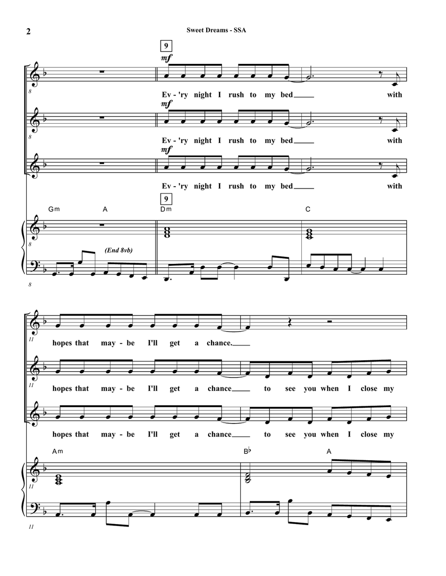 Sweet Dreams SSA scores gallery preview page 2
