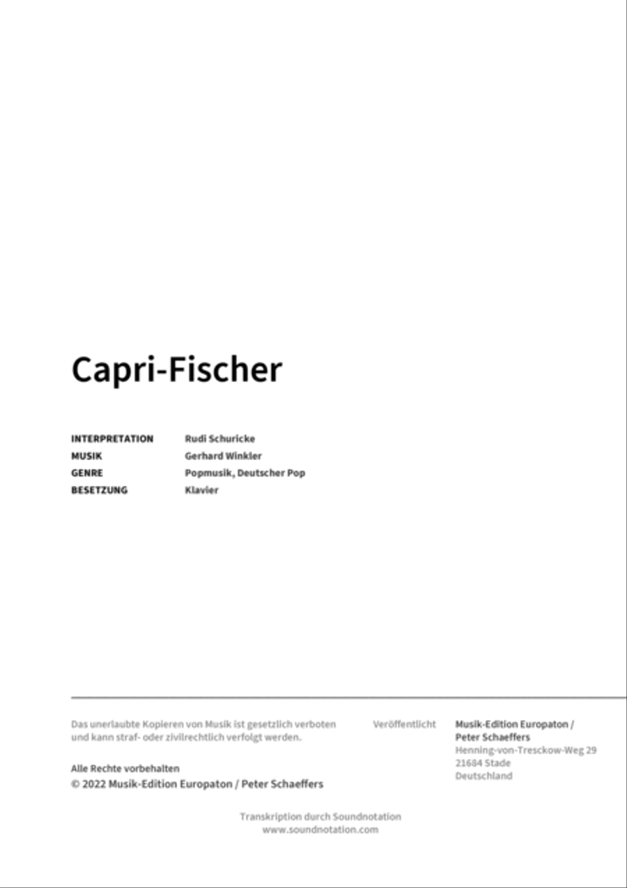 Capri-Fischer Capri-Fischer Piano Solo scores gallery preview page 2