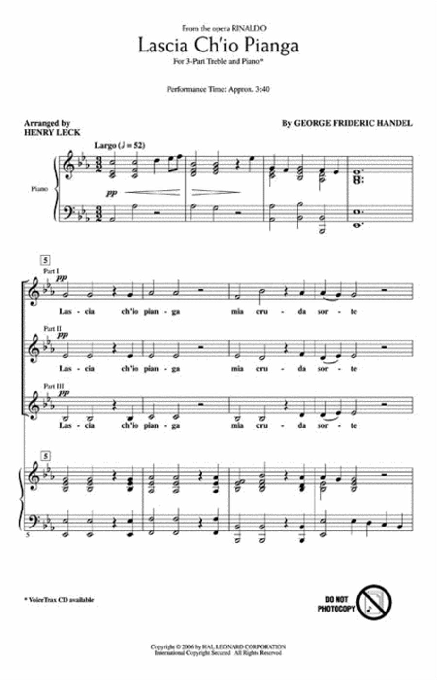 Lascia Ch'io Pianga 3-Part scores gallery preview page 2