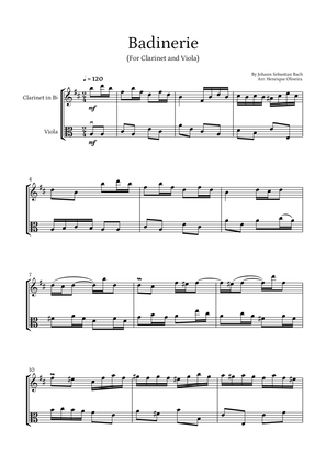 Badinerie by J. S. Bach (For Clarinet and Viola)