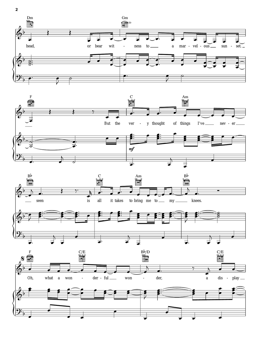 Wonderful Wonder Wonderful Wonder Piano, Vocal, Guitar scores gallery preview page 2