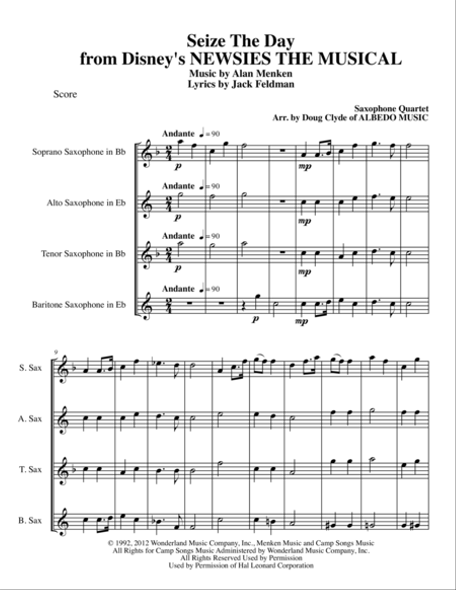 Seize The Day Woodwind Quartet scores gallery preview page 1