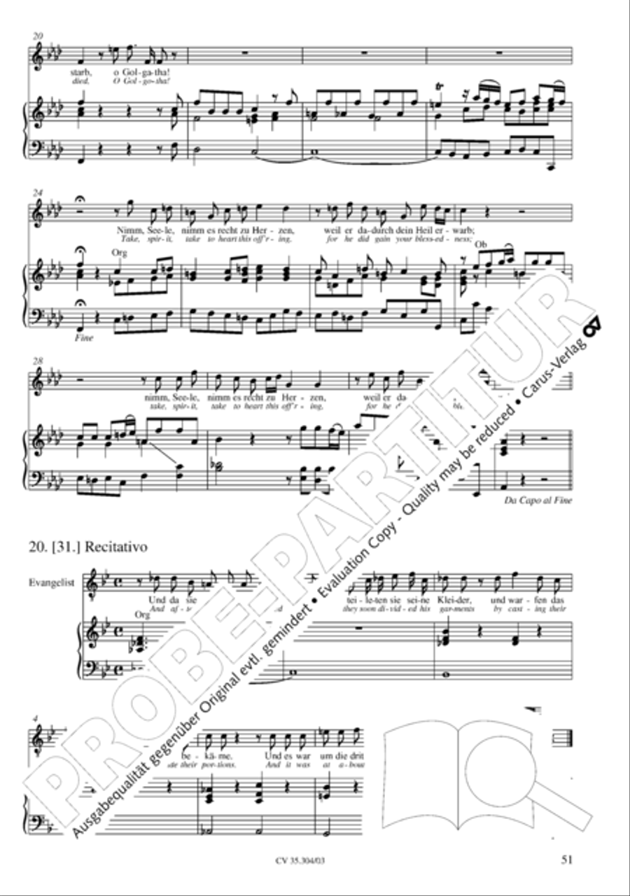 St. Mark Passion (Markus-Passion) 4-Part scores gallery preview page 52